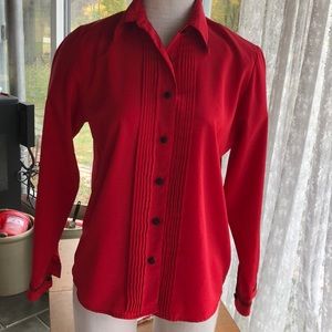 Yves St. Clair red blouse size 8 vintage